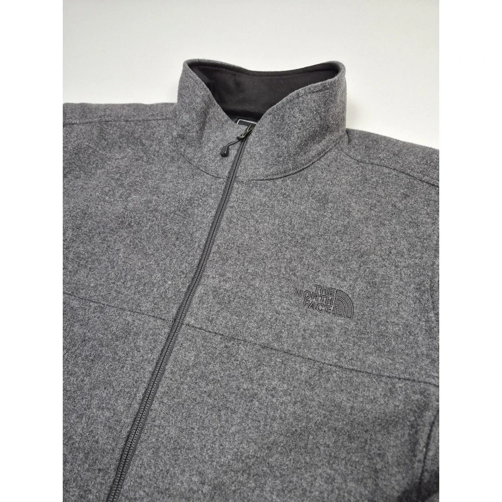 The North Face Jacket Mens L Gray Wool Fleece Full Zip Lined Windbreaker